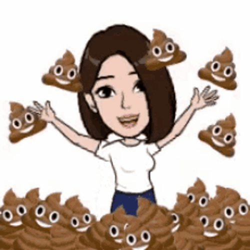 Animated Girl Throwing Poop Emoji GIF