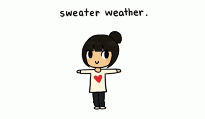 Animated Girl Wearing Different Sweater Weather GIF