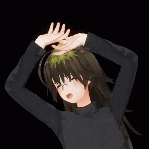 Animated Girl With Eyeglasses Disintegrate GIF