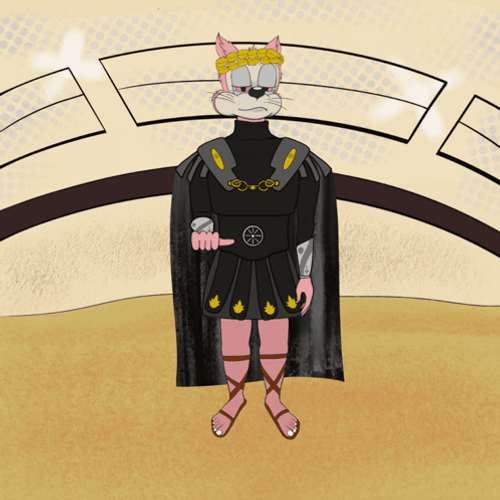 Animated Gladiator Thumbs Up Kitty Head GIF