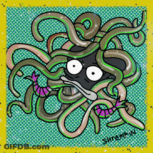 Animated Glittery Crazy Snake Hair GIF
