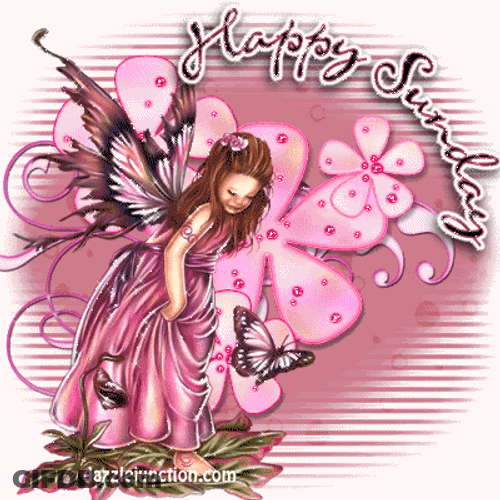 Animated Glittery Fairy Telling Happy Sunday GIF