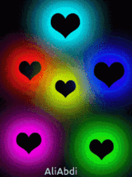 Animated Glowing Colorful Hearts Blinking GIF