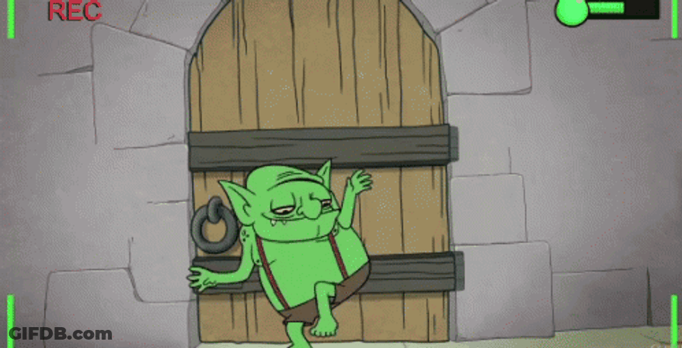 Animated Goblin Dancing In  Cave GIF