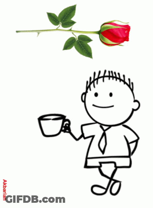 Animated Good Morning Boy With Coffee GIF