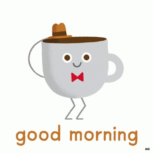 Animated Good Morning Monday Greeting From Coffee Mugs GIF