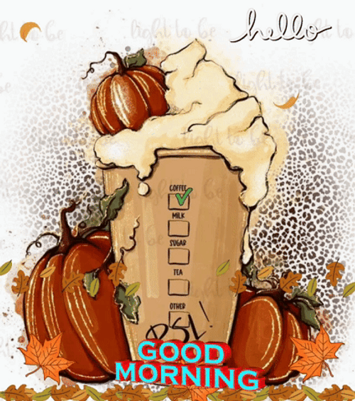 Animated Good Morning Wednesday Autumn Large Coffee GIF