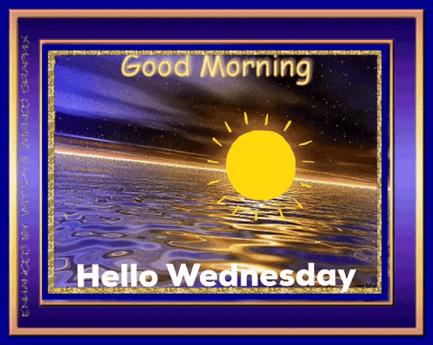 Animated Good Morning Wednesday Sun Over Sea GIF