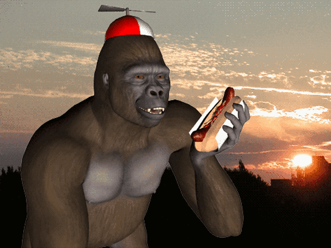 Animated Gorilla With Hotdog GIF