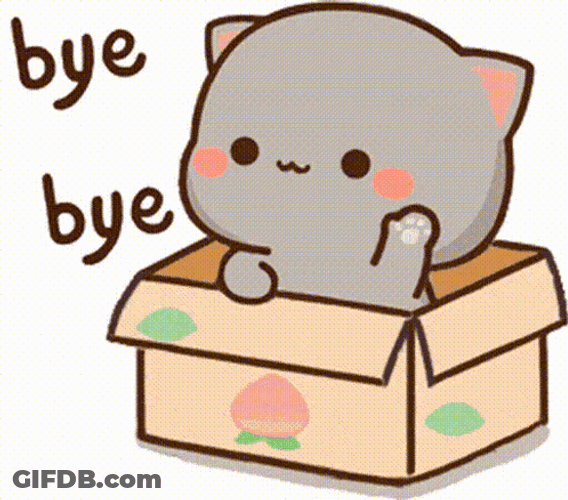 Animated Gray Cat In A Box Waving Byeeee GIF