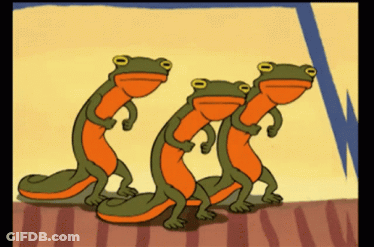 Animated Green Lizards Grooving GIF
