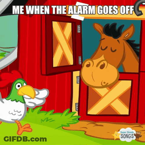 Animated Green Rooster Crowing And Horse GIF