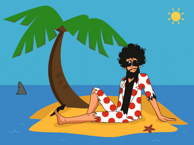 Animated Guy Cast Away On An Island GIF