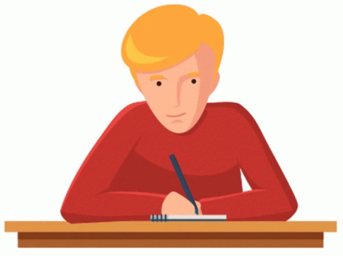 Animated Guy Writing Down Notes GIF