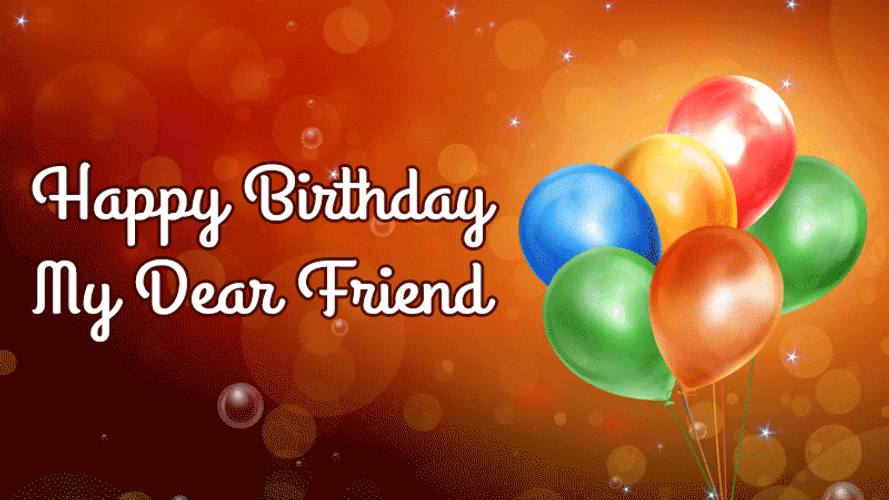 Animated Happy Birthday Friend With Balloons GIF
