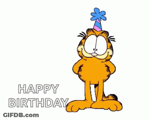 Animated Happy Birthday Garfield Cat With Balloon GIF