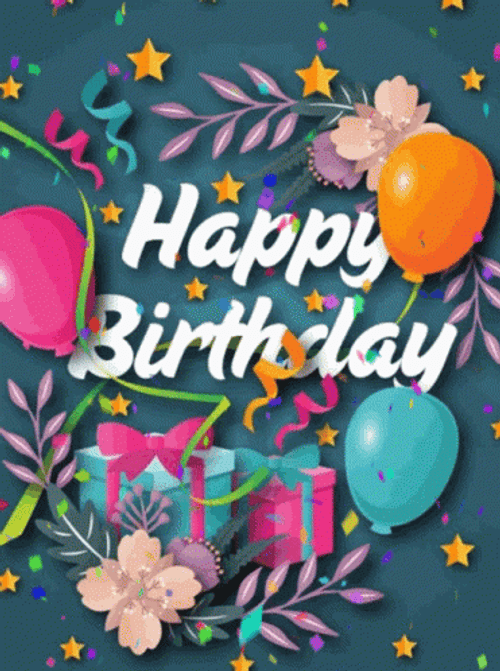 Animated Happy Birthday Greetings Confetti GIF