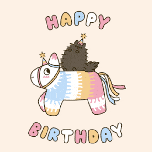 Animated Happy Birthday Pusheen GIF