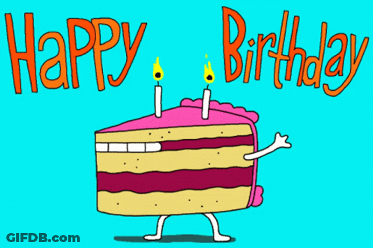 Animated Happy Birthday Waving Slice Of Cake GIF