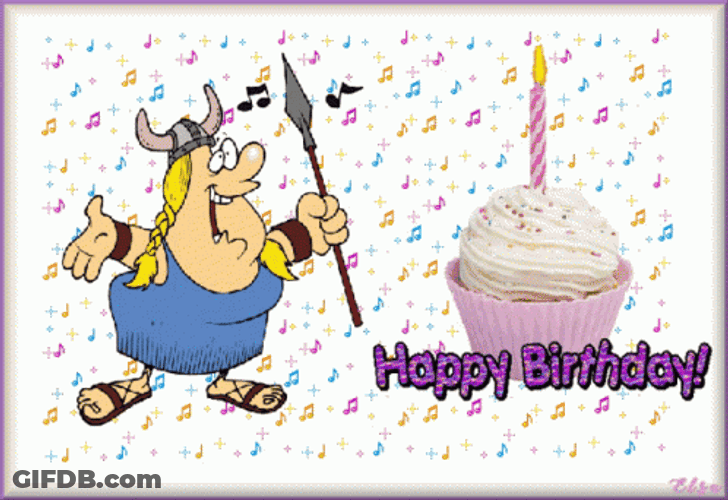 Animated Happy Birthday Wishes Cupcake Confetti GIF