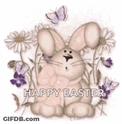 Animated Happy Easter Bunny Moving Ears GIF
