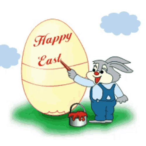 Animated Happy Easter Bunny Painting Egg GIF