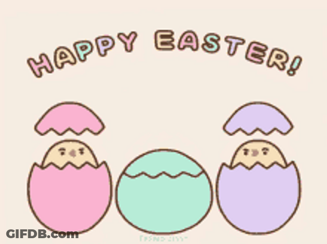 Animated Happy Easter Colorful Cracking Eggs GIF