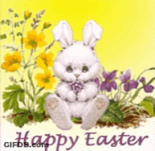 Animated Happy Easter Cute Bunny Sitting GIF