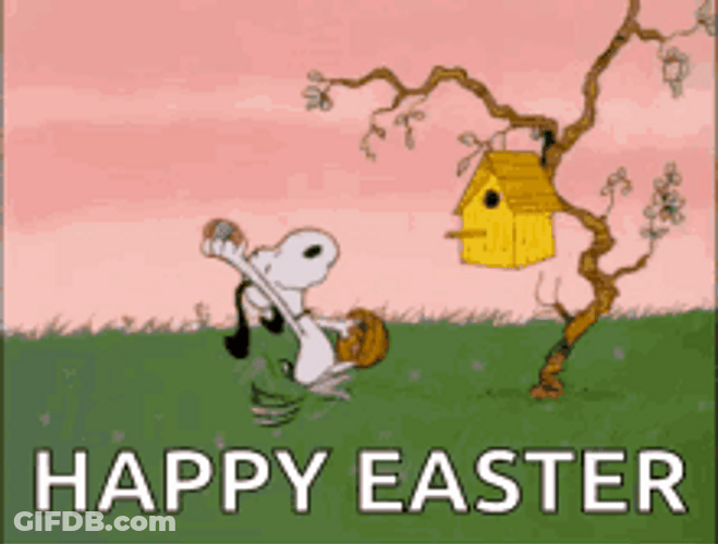 Animated Happy Easter Snoopy And Woodstock Peanuts GIF