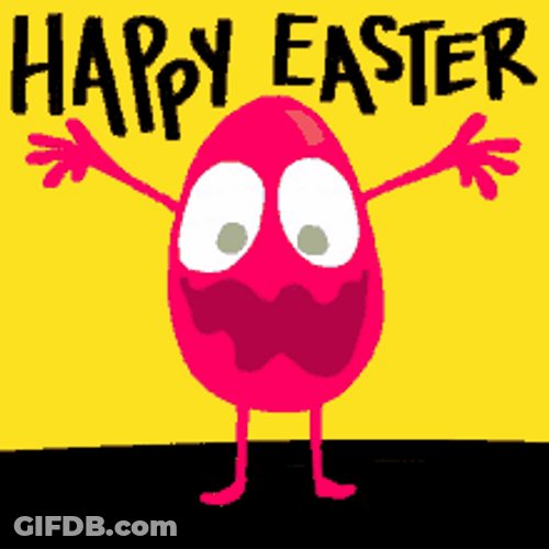 Animated Happy Easter Talking Pink Egg GIF