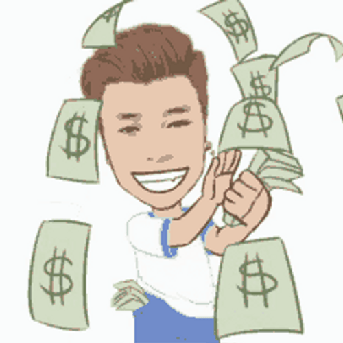 Animated Happy Guy Throwing Money GIF