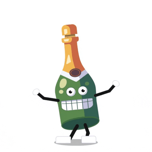Animated Happy New Year A Wine Bottle Dancing GIF