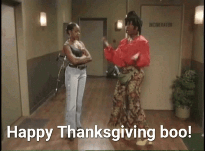 Animated Happy Thanksgiving Dancing Girl GIF