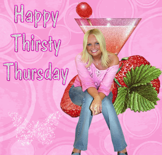 Animated Happy Thirsty Thursday Pink Drinks Liquor Party GIF