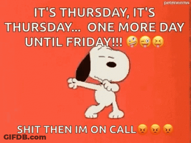 Animated Happy Thursday Dancing Snoopy Celebrating GIF
