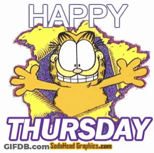 Animated Happy Thursday Garfield Sparkling Glitters GIF
