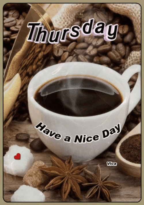 Animated Happy Thursday Have A Nice Day Coffee Cup GIF