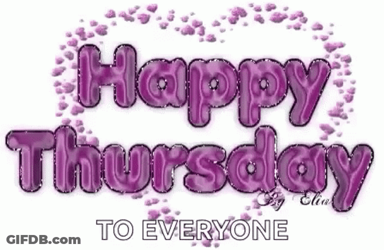 Animated Happy Thursday To Everyone Purple Heart GIF