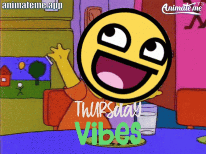 Animated Happy Thursday Vibes Simpsons Emoji Face GIF
