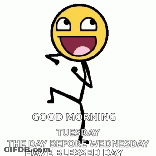 Animated Happy Tuesday Excited Emoji GIF