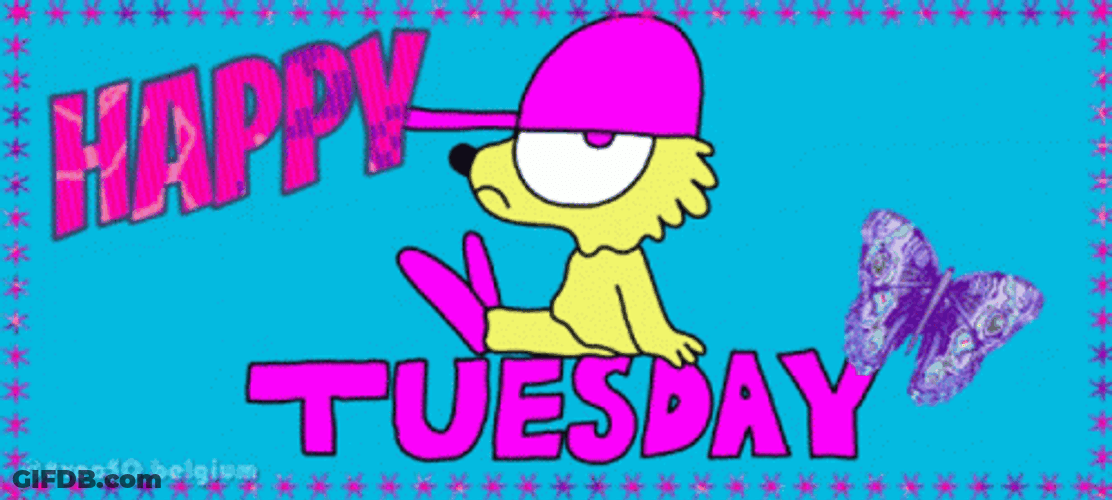 Animated Happy Tuesday Relaxing Dog GIF