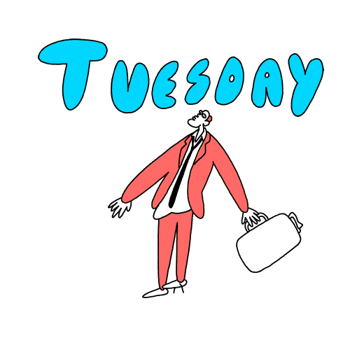 Animated Happy Tuesday Traveling GIF