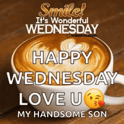 Animated Happy Wednesday Coffee Cup GIF
