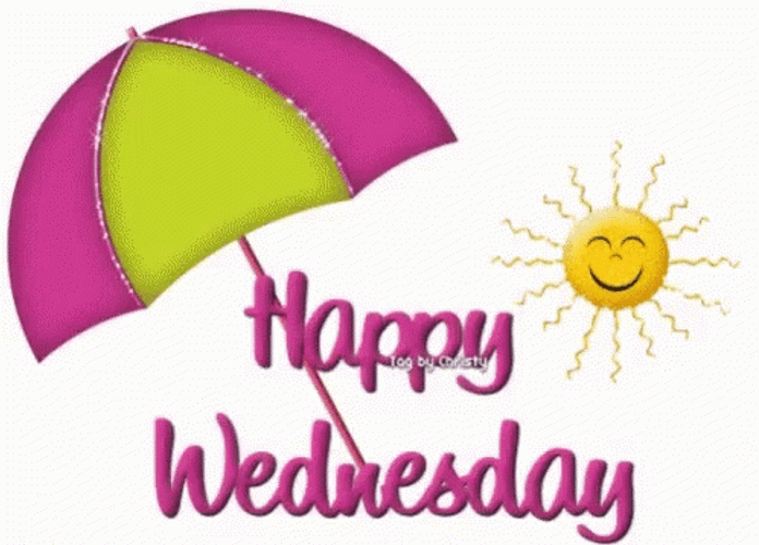 Animated Happy Wednesday Sparkle Umbrella GIF