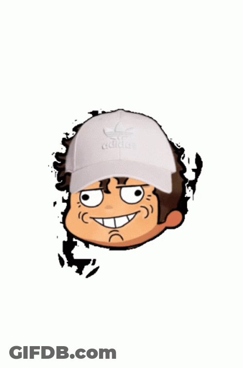 Animated Head Wearing Black And White Adidas Cap GIF