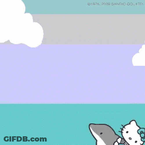 Animated Hello Kitty Riding A Dolphin GIF