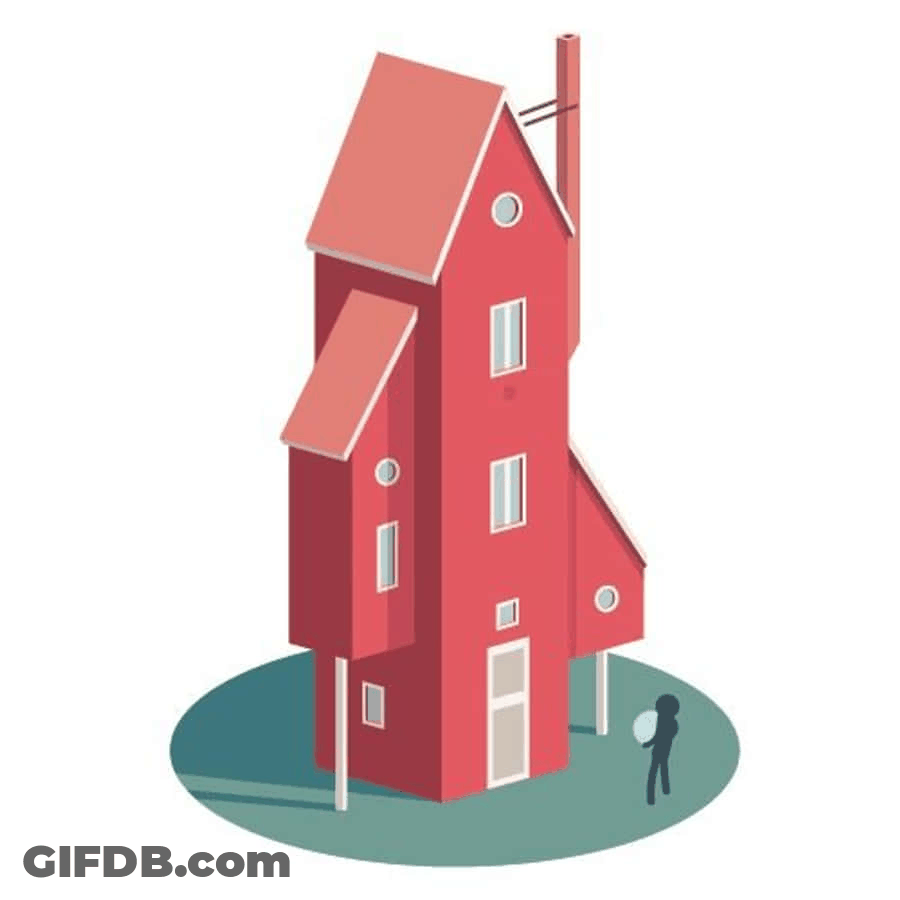 Animated Home Illustration Of Red House GIF