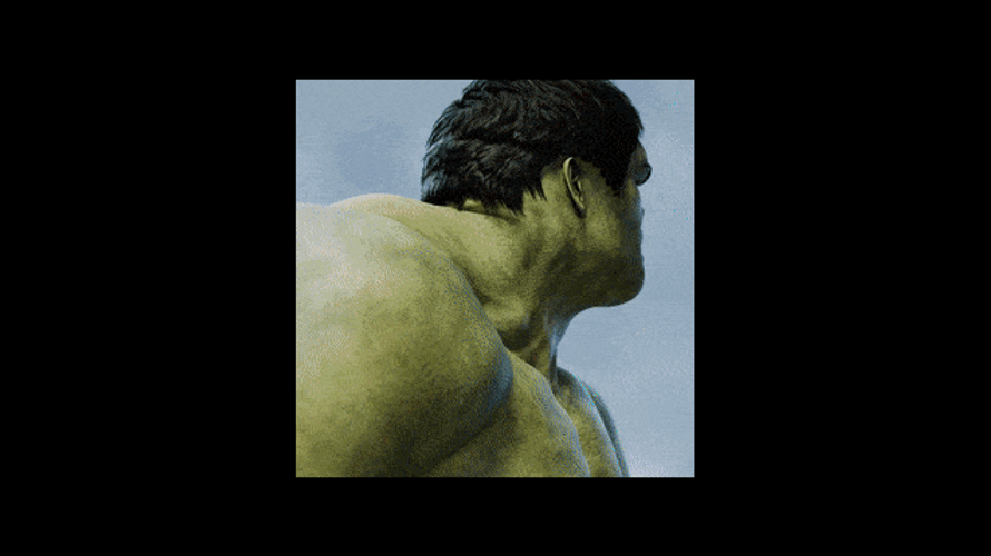 Animated Hulk Smiling After Seeing Black Widow GIF