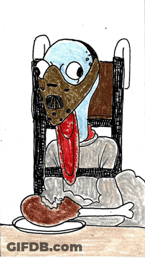 Animated Hungry Turkey In Straight Jacket GIF