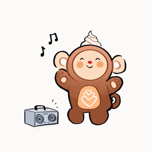 Animated Ice Cream Head Monkey Dancing To Music GIF